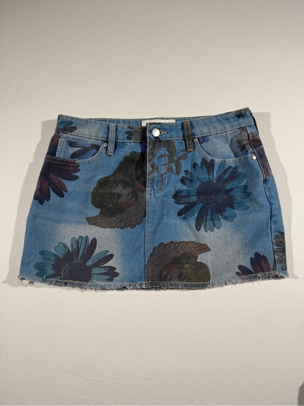 PTCL Blue Denim Mini Skirt with Frayed Hem Women’s Medium